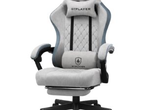 GTPLAYER Fabric Gaming Chair with Footrest, Computer Chairs for Adults with Pocket Spring Cushion High Back Lumbar Support Wide Ergonomic PC Chair for Home Office