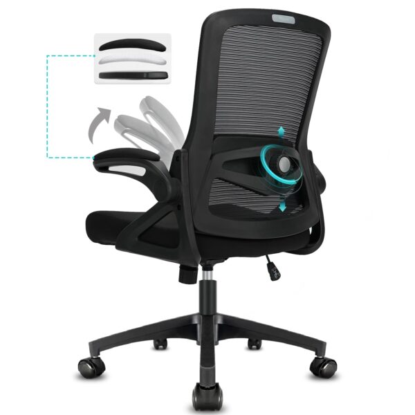 Office Chair Ergonomic Desk Chair, With Adjustable Armrests and Lumbar Support, Height Adjustable, Mesh Computer Chair for Home/Office, Black