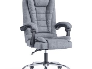 naspaluro Executive Office Chair High Back Desk Chair Ergonomic Recliner Computer Chair Gaming Chair with Tilt Function Heavy Duty for Home Office Working (Grey Fabric)
