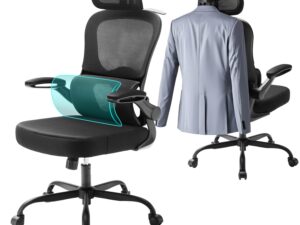 Aevoriax N56 Ergonomic Office Chair - Dual Backrest Design, Adjustable Lumbar Support, Thick Padded Seat, Flip-Up Armrests, Tilt Function - Ideal for Home Office, Gaming & Conference, Black