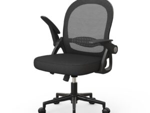 naspaluro Home Office Chair Ergonomic Desk Chair Swivel Computer Chair Mid-Back Mesh Chair with Flip-up Armrests and Lumbar Support for Home/Office - Black