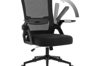 naspaluro Ergonomic Office Desk Chair, Height Adjustable Executive Work Computer Chairs with Padded Seat Cushion, Swivel Mesh Chair with 90° Flip-up Armrest & Lumbar Support for Home/Office